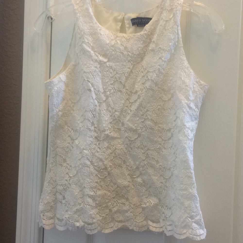 FINAL MARKDOWN Karen Scott Lined ladies lace top petite medium